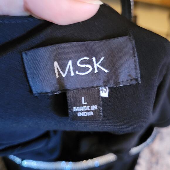 MSK Elegant Cocktail Black Maxi Dress Chiffon Shawl Bedazzled Neckline - Picture 7 of 7